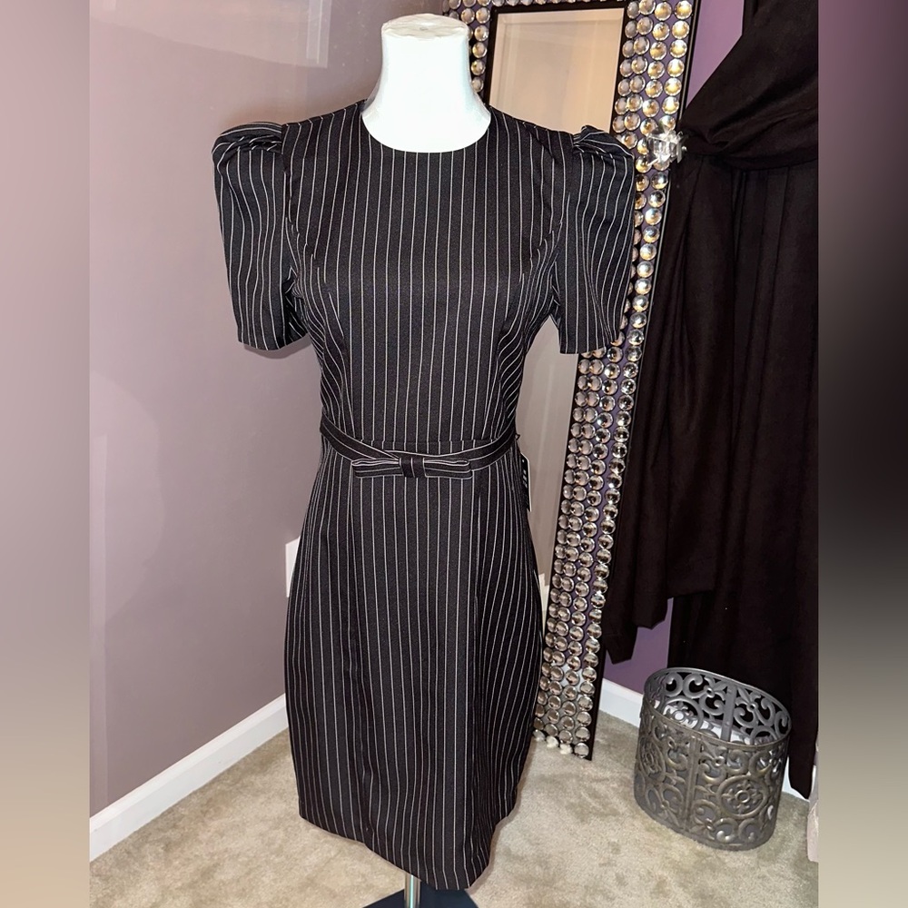 Express Black Pinstripe Short Sleeve Dress